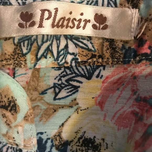 V neck chiffon blue  flowered printed blouse- S - Picture 7 of 7